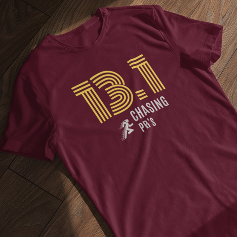 Running T-Shirt - 13.1 Chasing Personal Records maroon