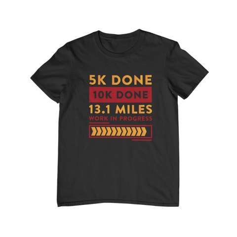 Running T-Shirt - 13.1 Miles in Progress Half Marathon Training navy