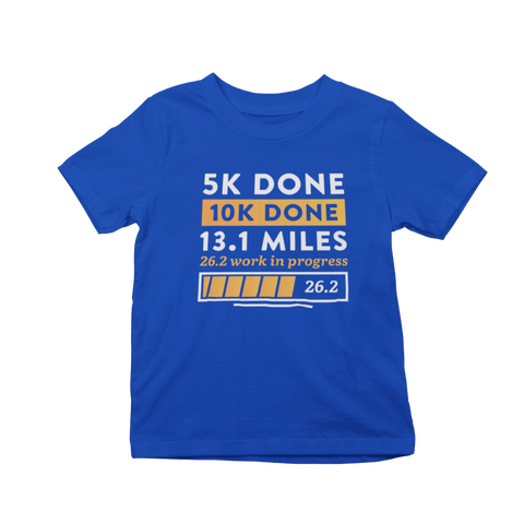 Running T-Shirt - 5K Done Marathon in Training royal blue