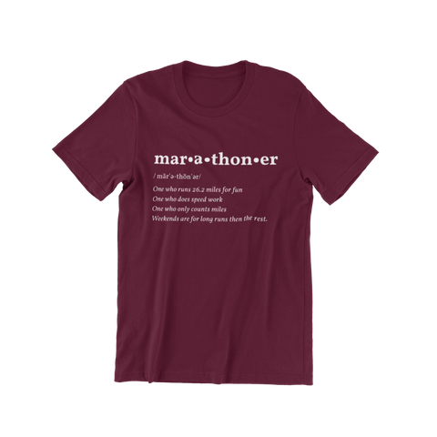 Running T-Shirt - Dictionary Entry Marathoner maroon