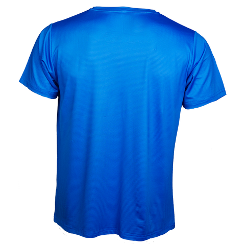 Blue Marathoner in Training performance t-shirt back view