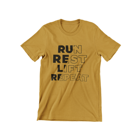 Runner T-Shirt - Run Rest Lift Repeat mustard