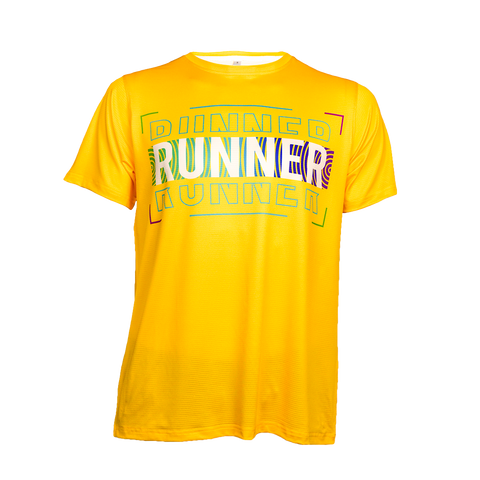 Men’s yellow RUNNER performance running shirt front view