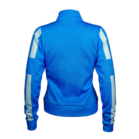 Women's Running Track Jacket in blue, back product view