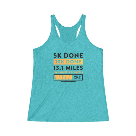 Woman's Running Tank Top - Marathoner In Training aqua